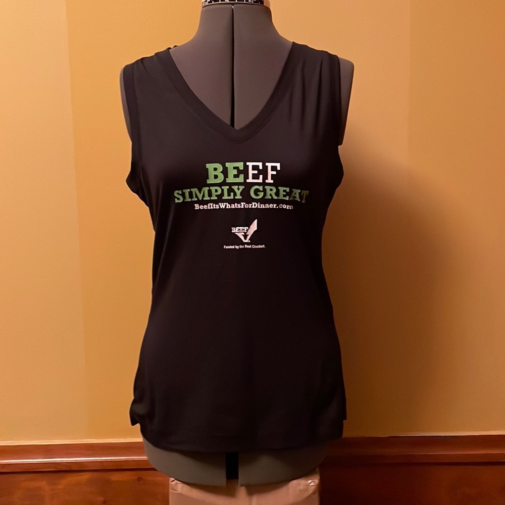 BEef Simply Great Sport-Tek Black Athletic Tank Top - Size L